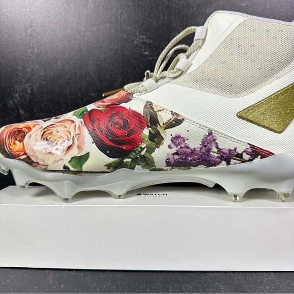 ADIZERO CHAOS SPEED CORONATION OFF WHITE GOLD METALLIC CLOUD MEN FOOTBALL CLEATS - Picture 8 of 10